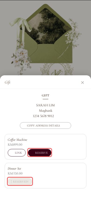 Reserve a Wish Item