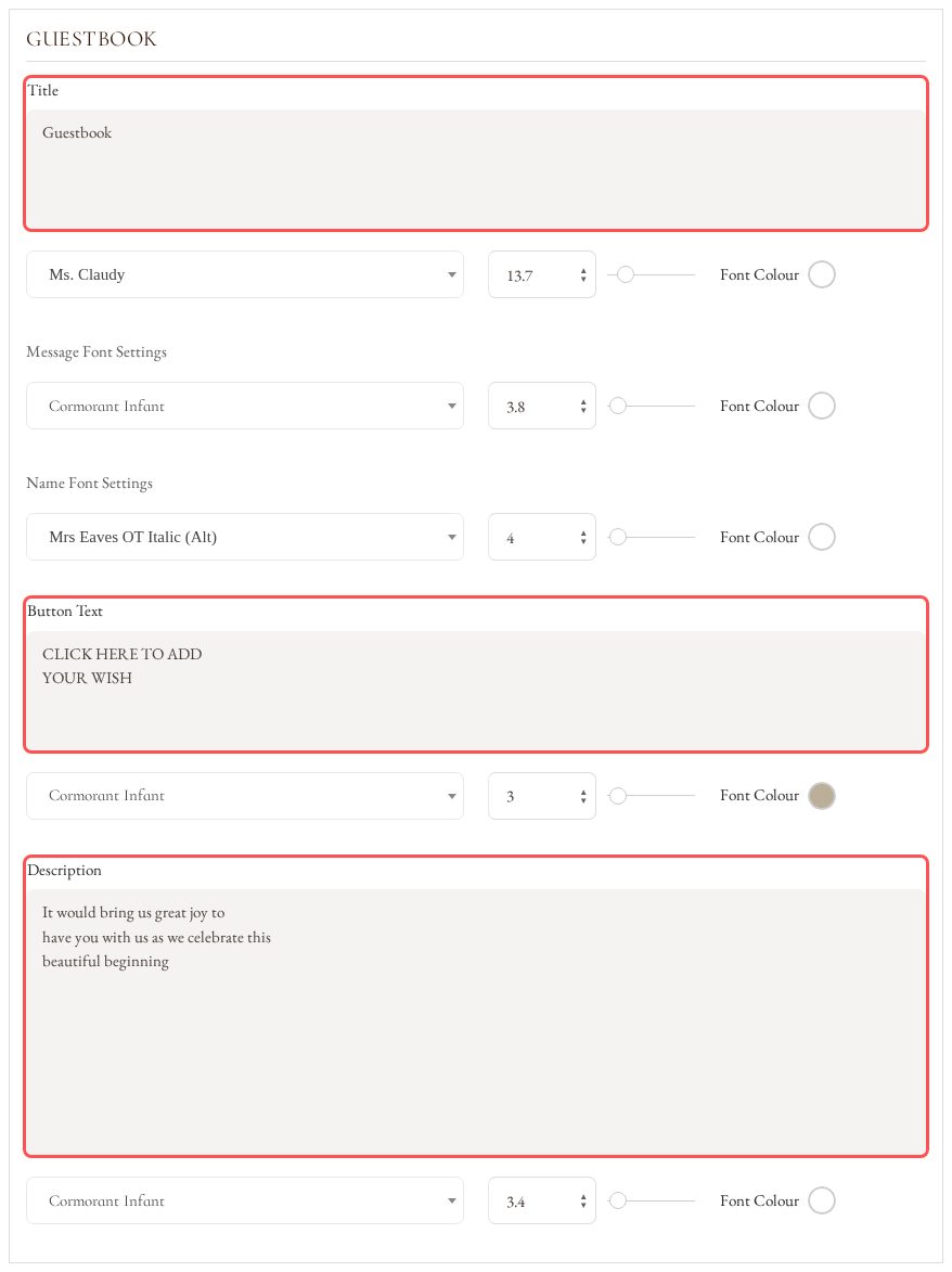 Write the Guestbook Text